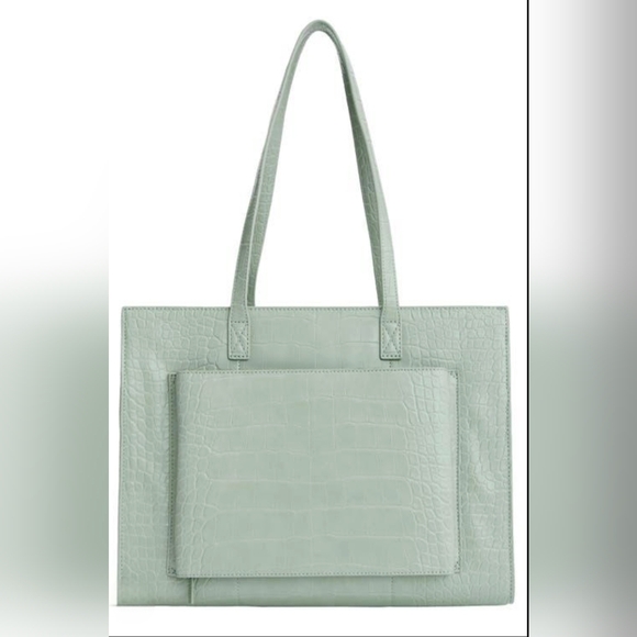 BEIS Handbags - BNWT BEIS Tote Work bag Water Repellent Croc Embossed  Green Sage Pastel